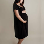 Black Ribbed Labor & Delivery Gown | Milk & Baby