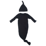 Black Ribbed Knotted Baby Gown | Milk & Baby