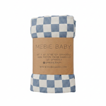 Blue Checkered Ribbed Bamboo Stretch Swaddle - Portrait