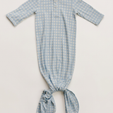 Blue Gingham knot gown with more space and a subtle background