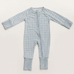 Blue Gingham sleeper with more space and a subtle background