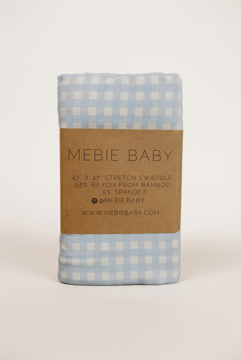 Blue Gingham swaddle with more space and a subtle background