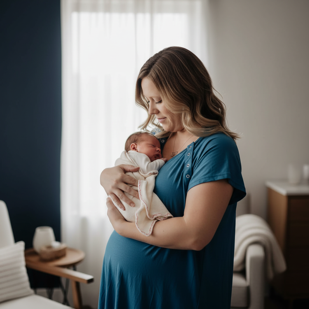 Blue Labor & Delivery Gown - Mom & Baby