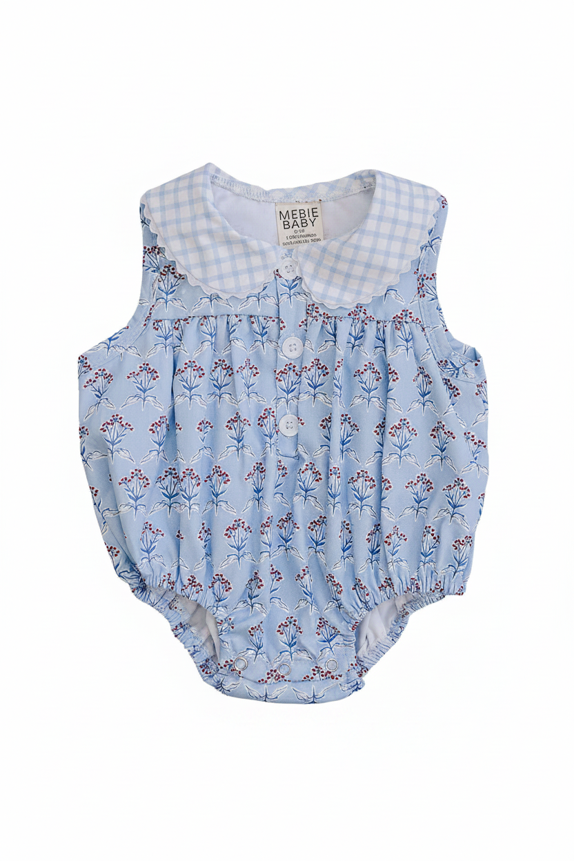 Blue Meadow Bubble Romper - Portrait