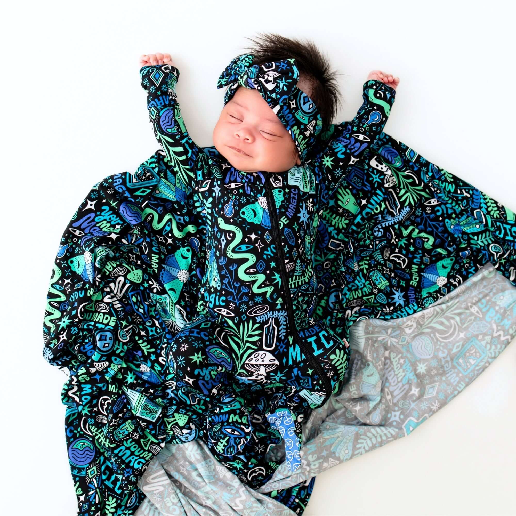 The Forever Swaddle Blanket | Mystic Mama (Blue) | Milk & Baby