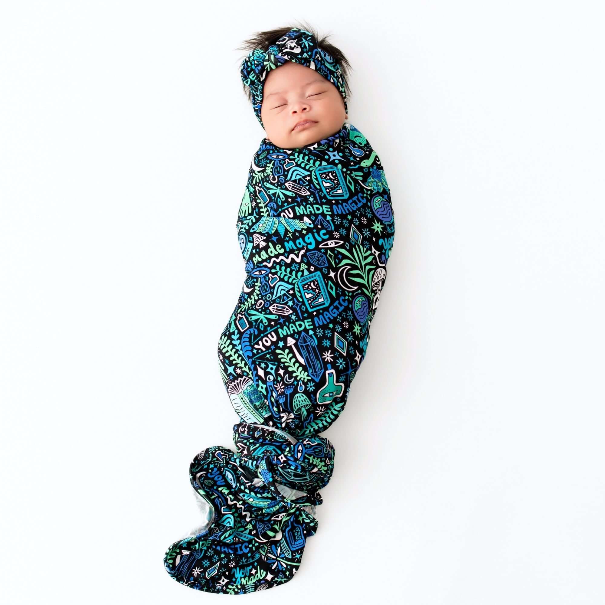 The Forever Swaddle Blanket | Mystic Mama (Blue) | Milk & Baby