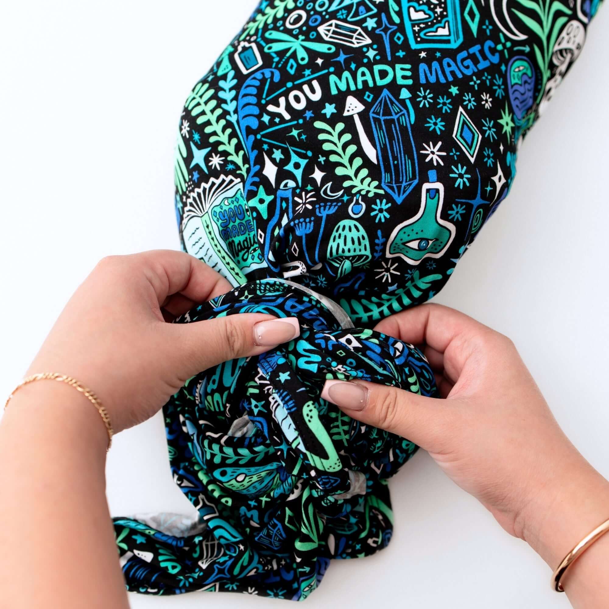 The Forever Swaddle Blanket | Mystic Mama (Blue) | Milk & Baby