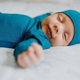 Blue Knotted Newborn Baby Gown | Milk & Baby