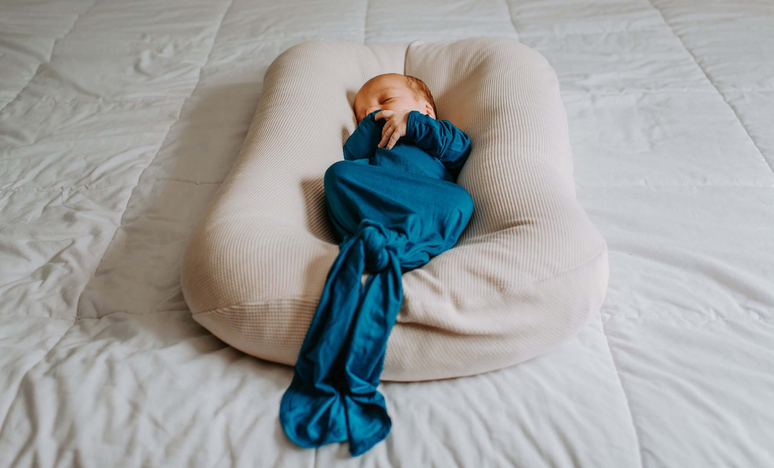 Blue Knotted Newborn Baby Gown | Milk & Baby