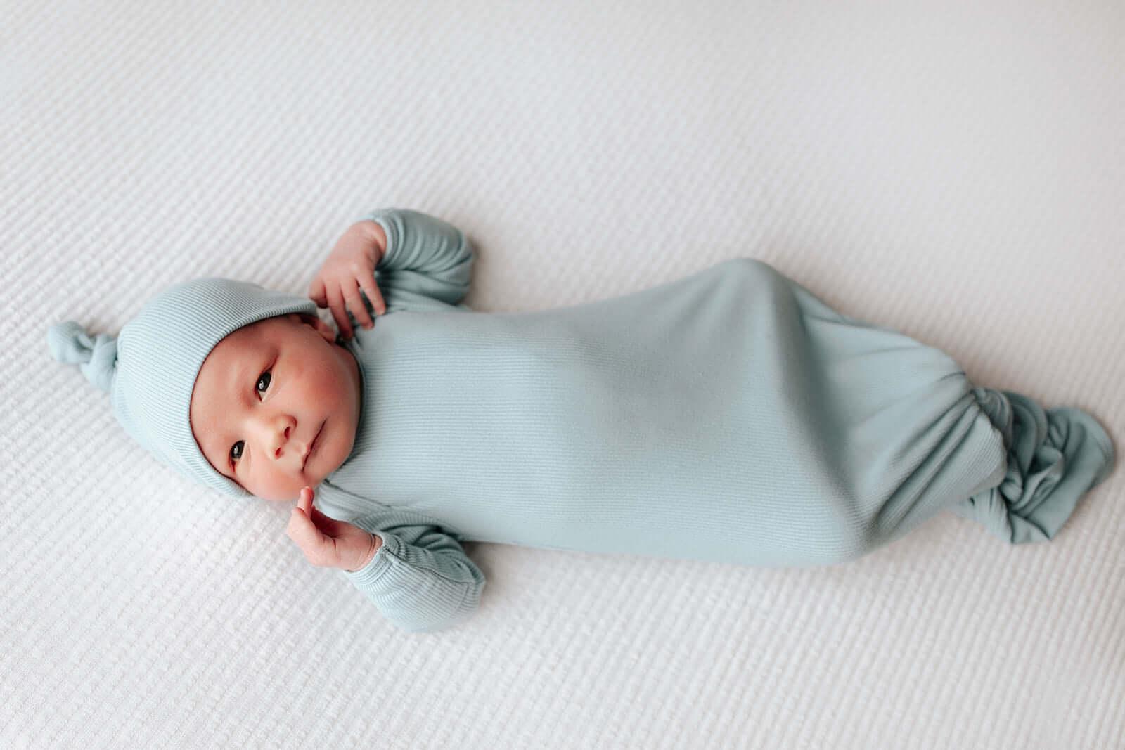 Blue Bird Ribbed Knotted Gown | Milk & Baby