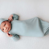Blue Bird Ribbed Knotted Gown | Milk & Baby