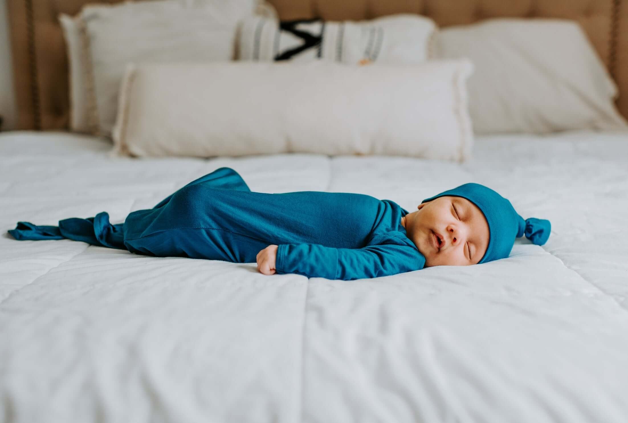 Blue Knotted Newborn Baby Gown | Milk & Baby
