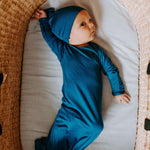 Blue Knotted Newborn Baby Gown | Milk & Baby