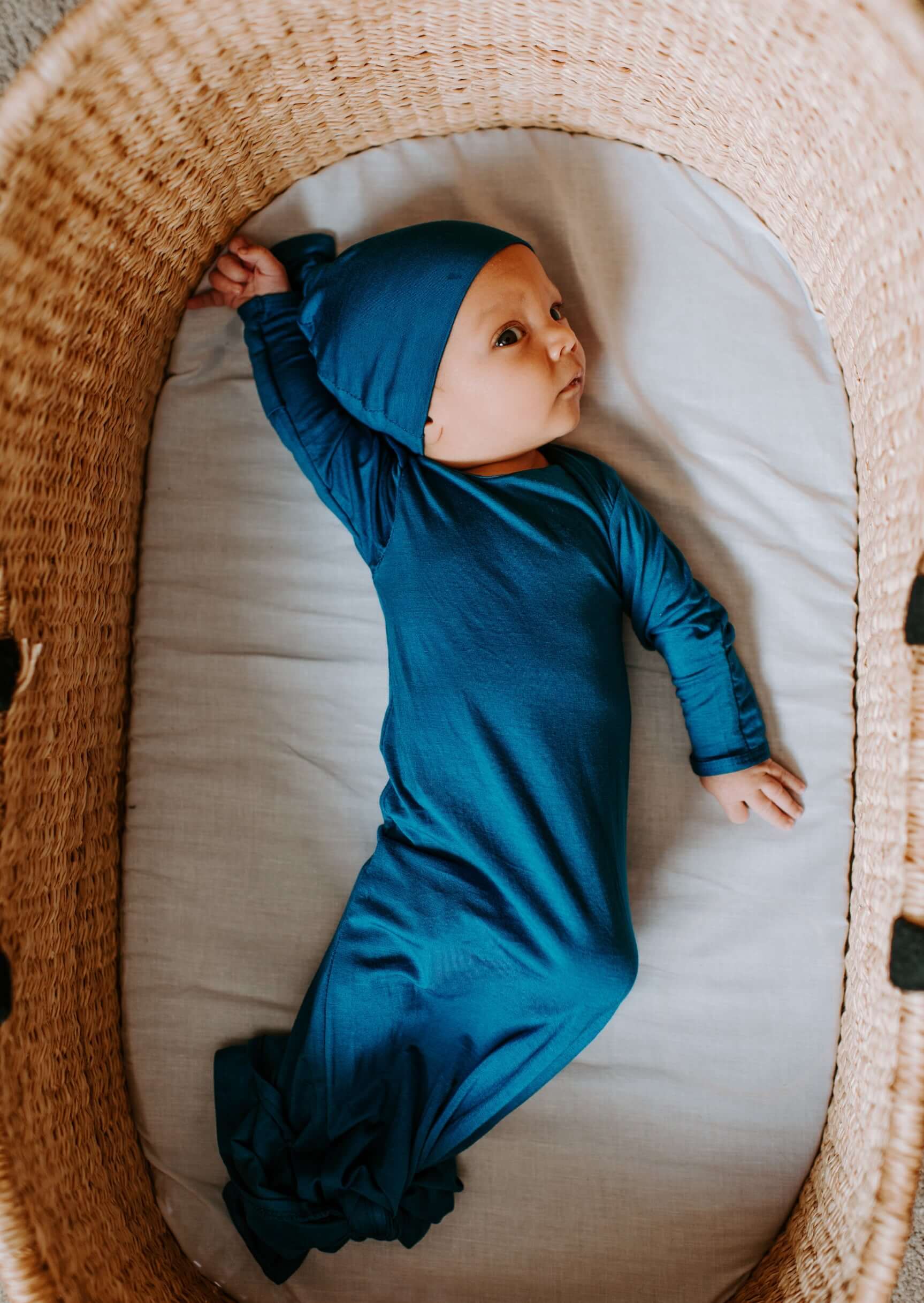 Blue Knotted Newborn Baby Gown | Milk & Baby