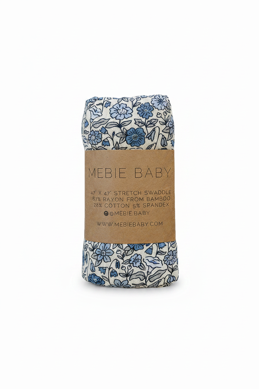 Bluebell Pointelle Bamboo Stretch Swaddle - Portrait