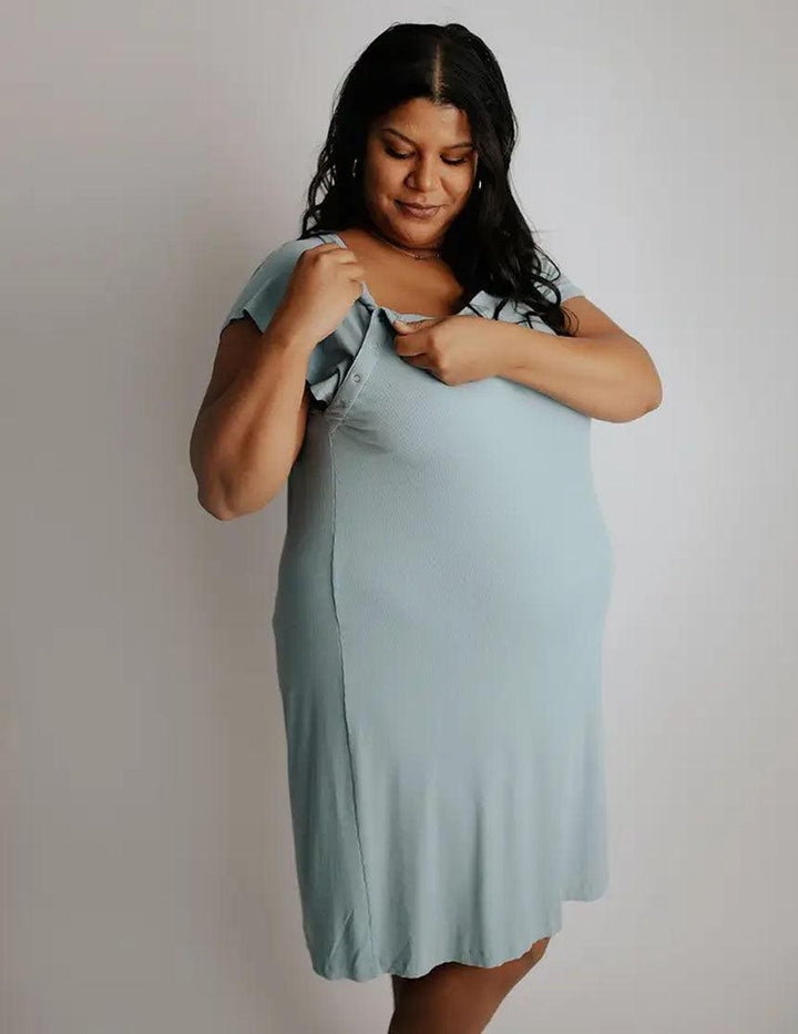 Bluebird Mommy Labor and Delivery/ Nursing Gown - Milk & Baby 