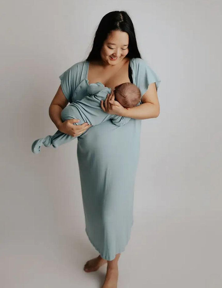 Blue Bird Mommy Labor and Delivery/ Nursing Gown - Milk & Baby 