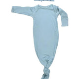 Bluebird Ribbed Knotted Newborn Gown Set - Milk & Baby 
