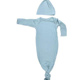 Blue Bird Ribbed Knotted Newborn Gown Set - Milk & Baby 