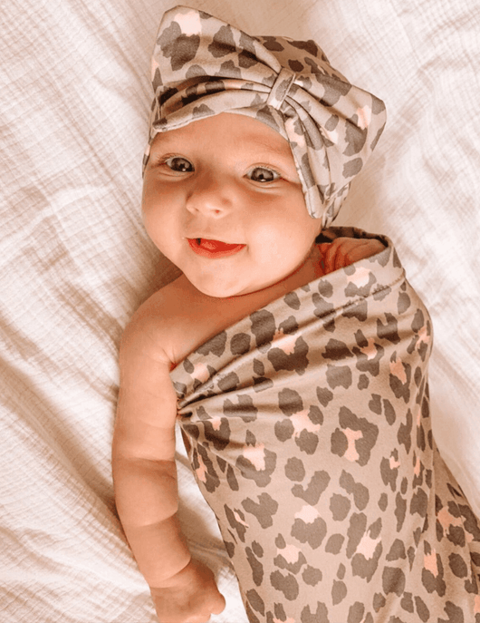 Blush Leopard Cutie Cocoon™ + Hat Set - Milk & Baby 