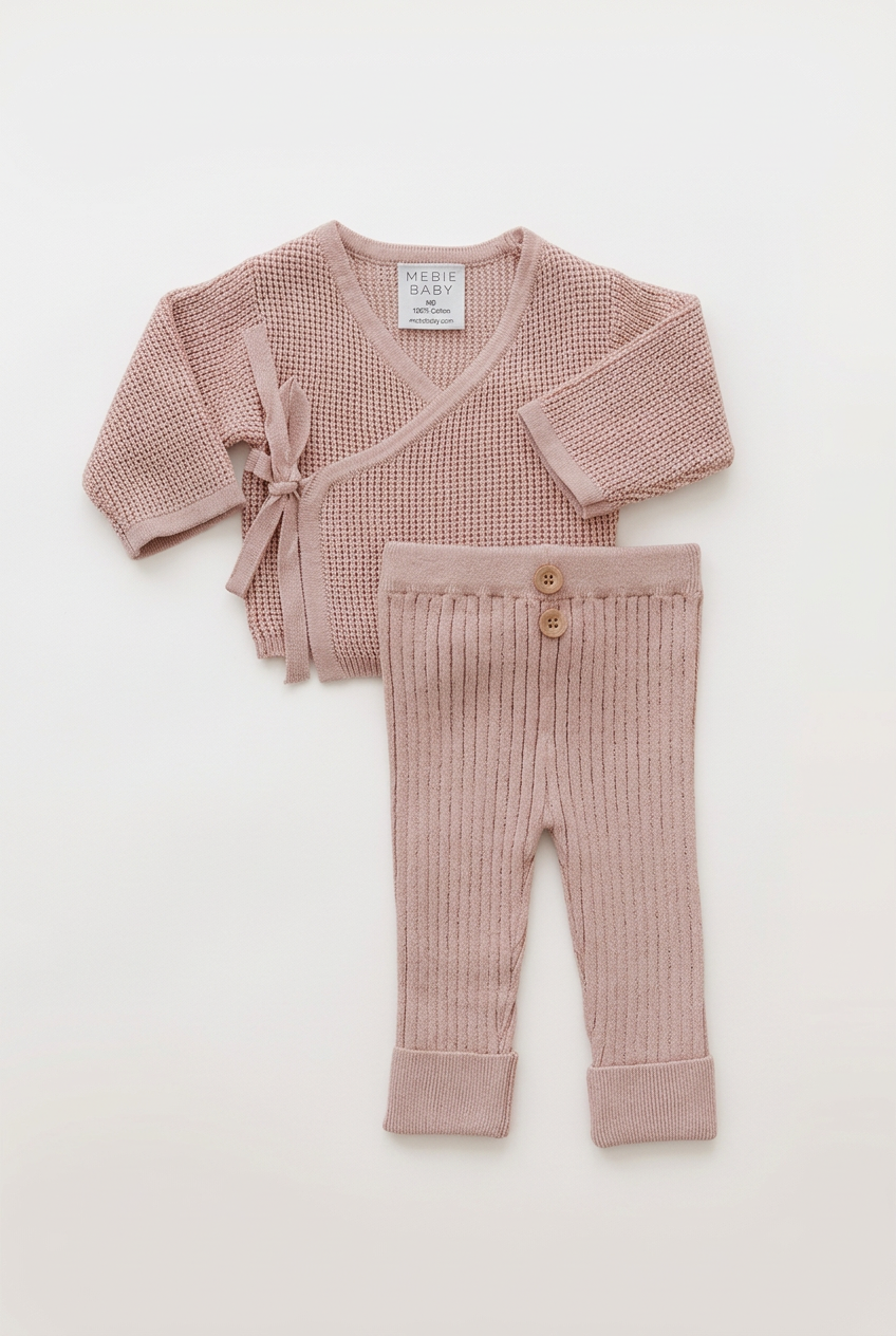 Blush Pink knit wrap set with more space and a subtle background