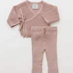Blush Pink knit wrap set with more space and a subtle background