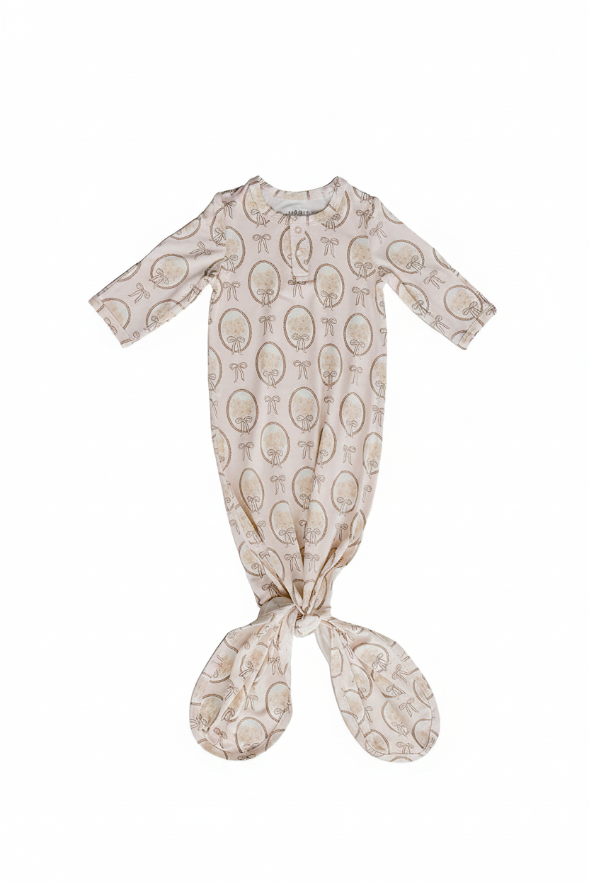 Bow & Frame Print Knot Gown - Portrait