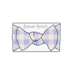 Bamboo Head Wrap | Marilyn | Milk & Baby | Made from silky-soft bamboo material, this adjustable head wrap features a sweet bow for added style. Perfect for babies and toddlers!One size fits most Print: Marilyn (a purple and pink gingham) Material: 95% ba