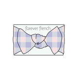 Bamboo Head Wrap | Marilyn | Milk & Baby | Made from silky-soft bamboo material, this adjustable head wrap features a sweet bow for added style. Perfect for babies and toddlers!One size fits most Print: Marilyn (a purple and pink gingham) Material: 95% ba