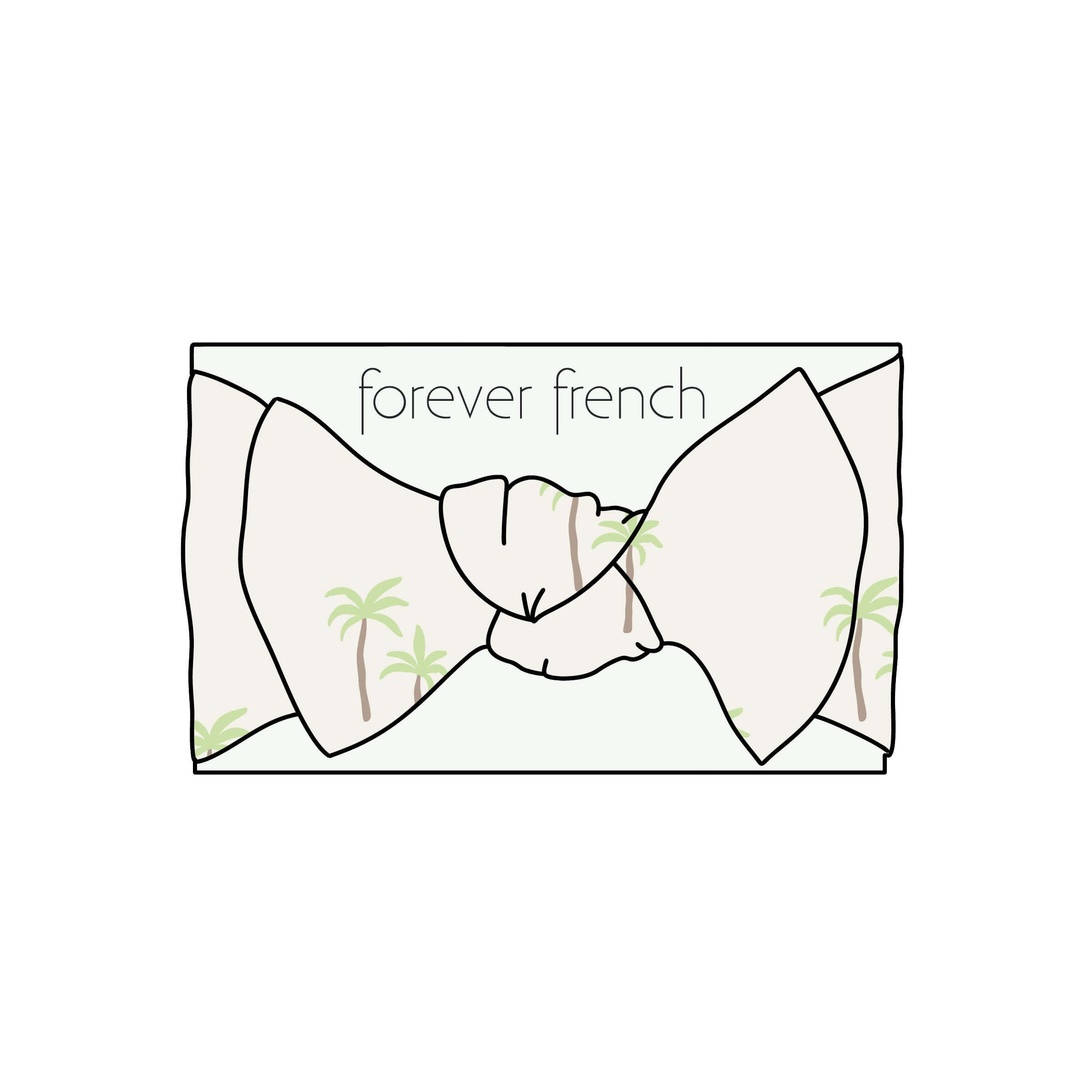 Palm | Bamboo Head Wrap | Milk & Baby | Made from silky-soft bamboo material, this adjustable head wrap features a sweet bow for added style. Perfect for babies and toddlers!One size fits most Print: Palm (a palm tree print on cream background) Material: