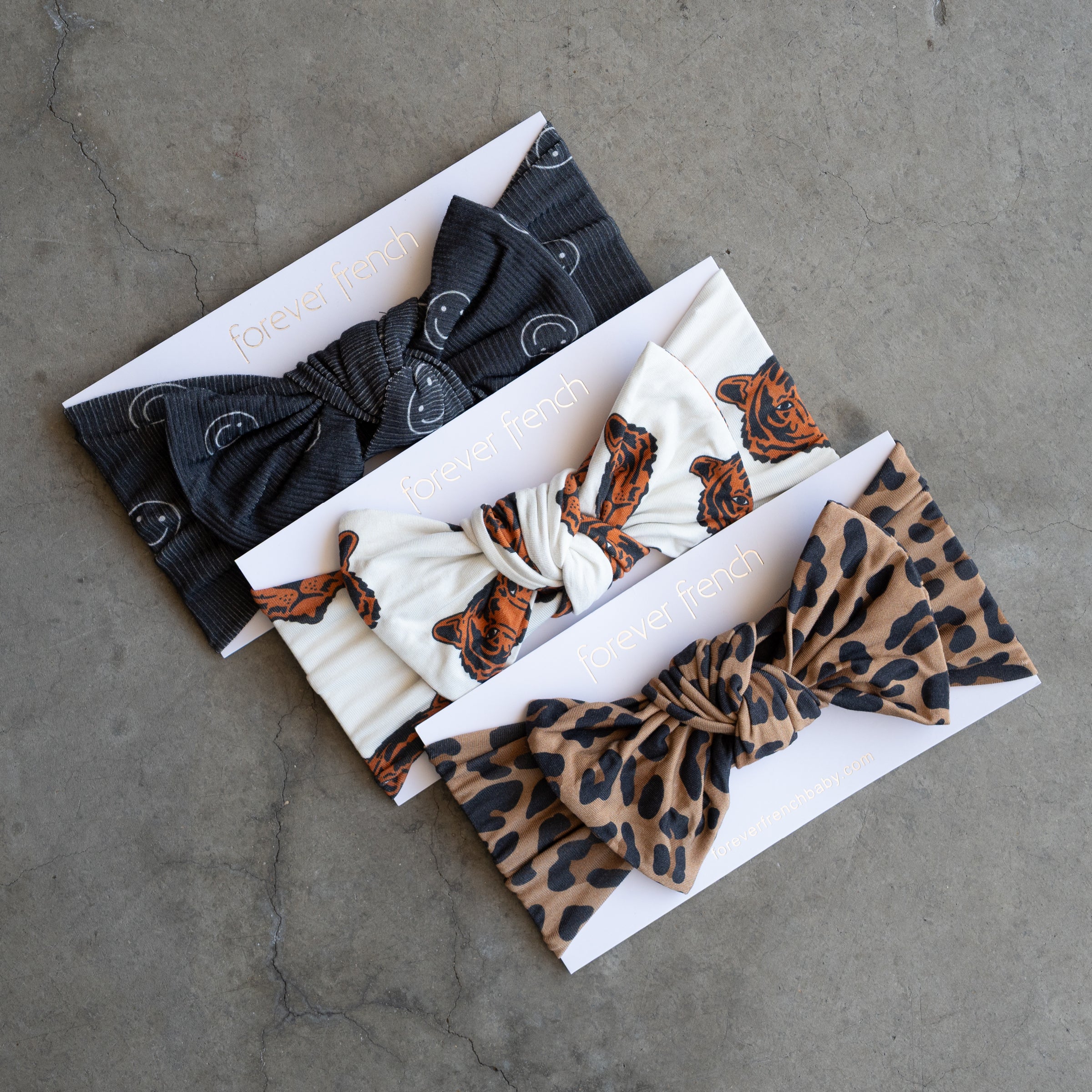Forever French Baby Tigers Bamboo Baby Head Wrap with Bow | Milk & Baby