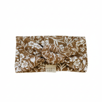 Brown Floral Ribbed Bamboo Head Wrap - Portrait