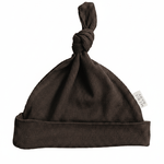 Brown Ribbed Bamboo Newborn Knot Hat - Portrait