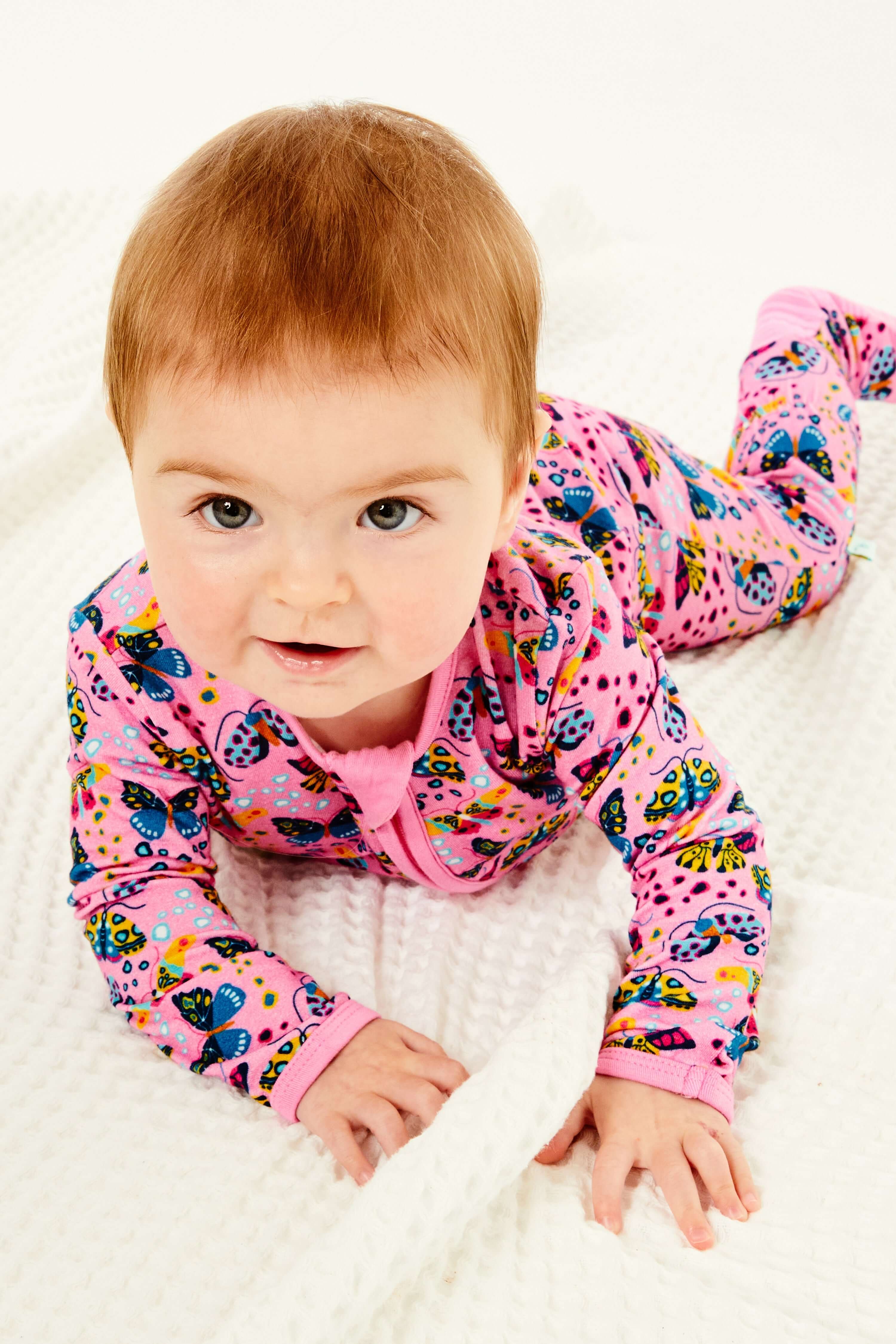 Soft & Stretchy Zipper Footie | Butterflies | Milk & Baby
