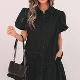 Cassidy Button Down Puff Sleeve Dress | Milk & Baby