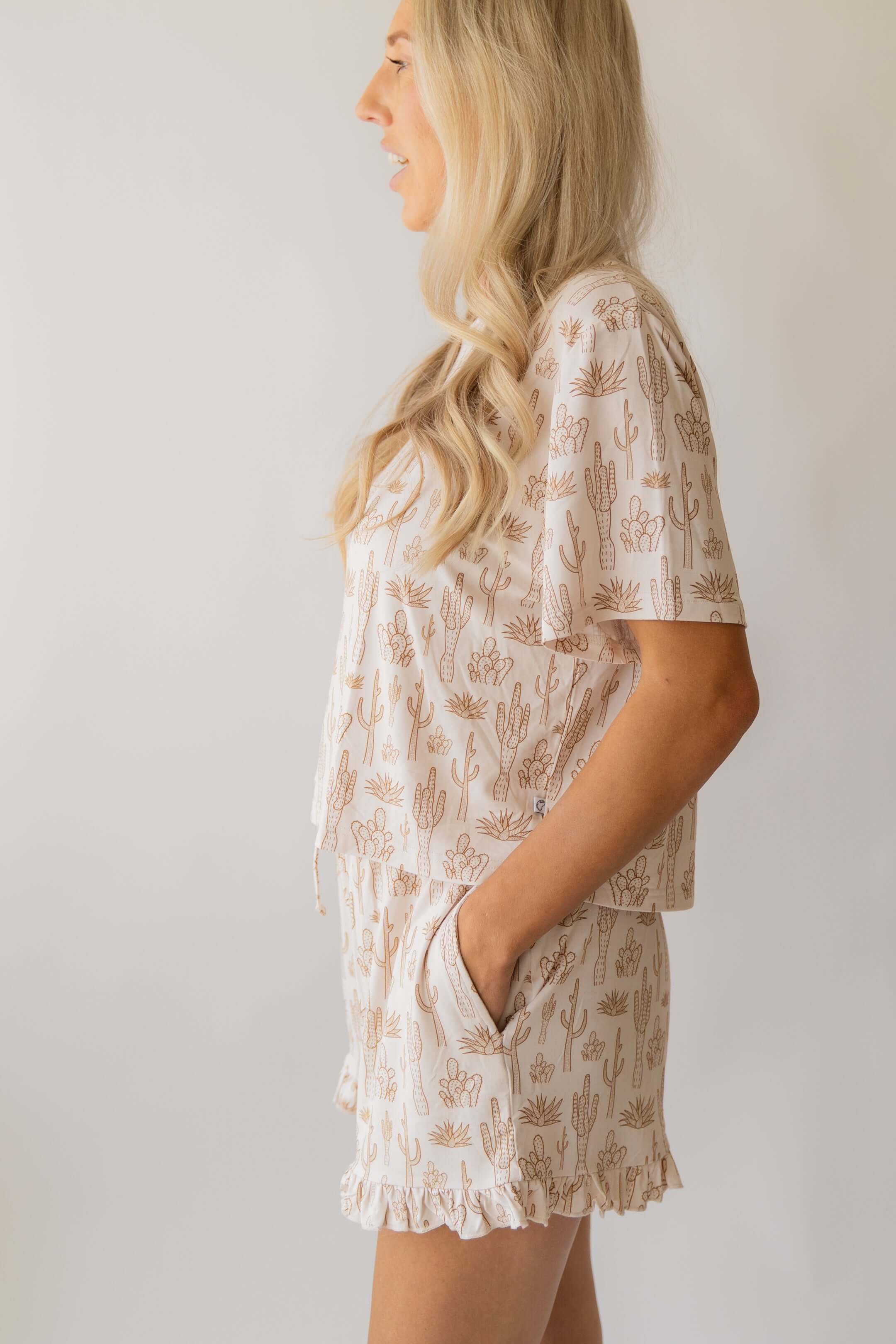 Cream Cactus 2 | Adult Women's Bamboo Short Set | Milk & Baby
