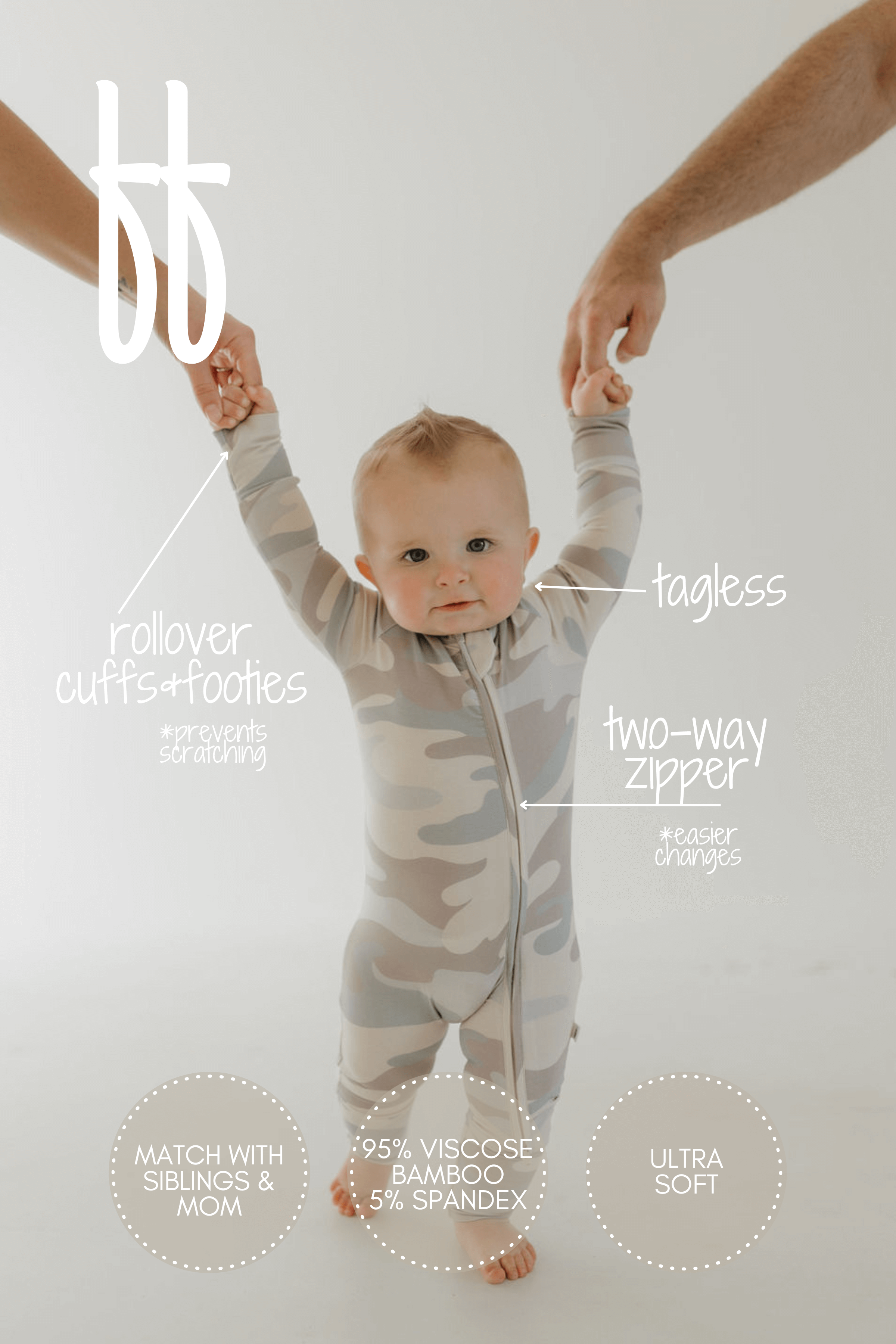 Camo | Bamboo Zip Pajamas | Milk & Baby