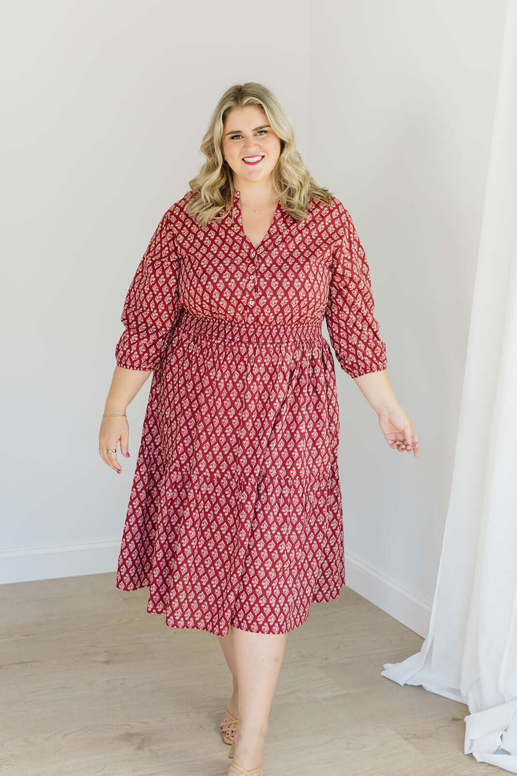 The Francesca Midi Dress in Spiced Merlot Large The Francesca Midi Dress in Spiced Merlot Large