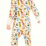 Soft & Stretchy Zipper Footie - Cats + Dogs | Milk & Baby