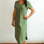 Invisible Zipper Midi Breastfeeding T-Shirt Dress | Milk & Baby
