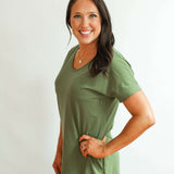 Invisible Zipper Midi Breastfeeding T-Shirt Dress | Milk & Baby