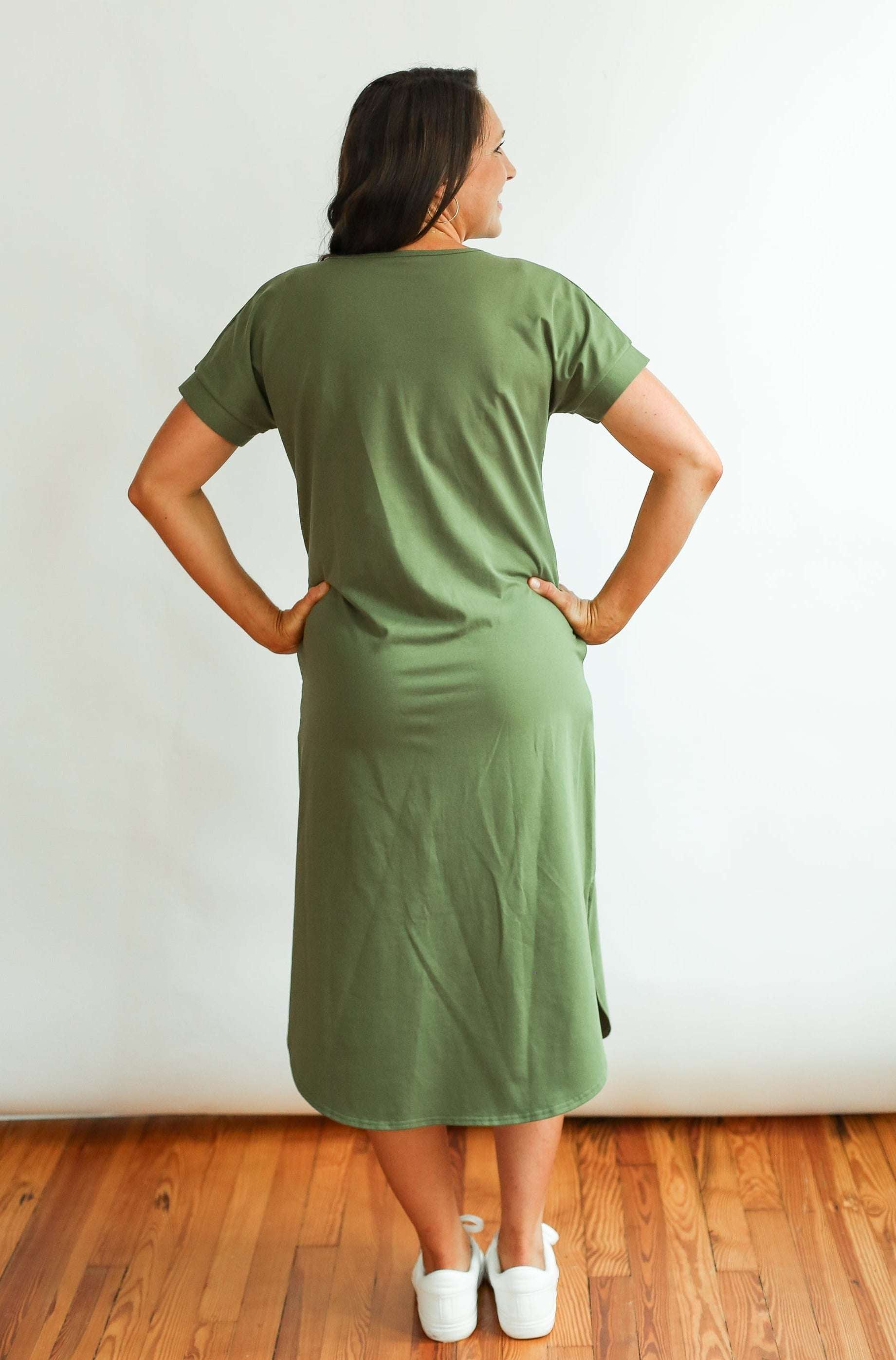 Invisible Zipper Midi Breastfeeding T-Shirt Dress | Milk & Baby