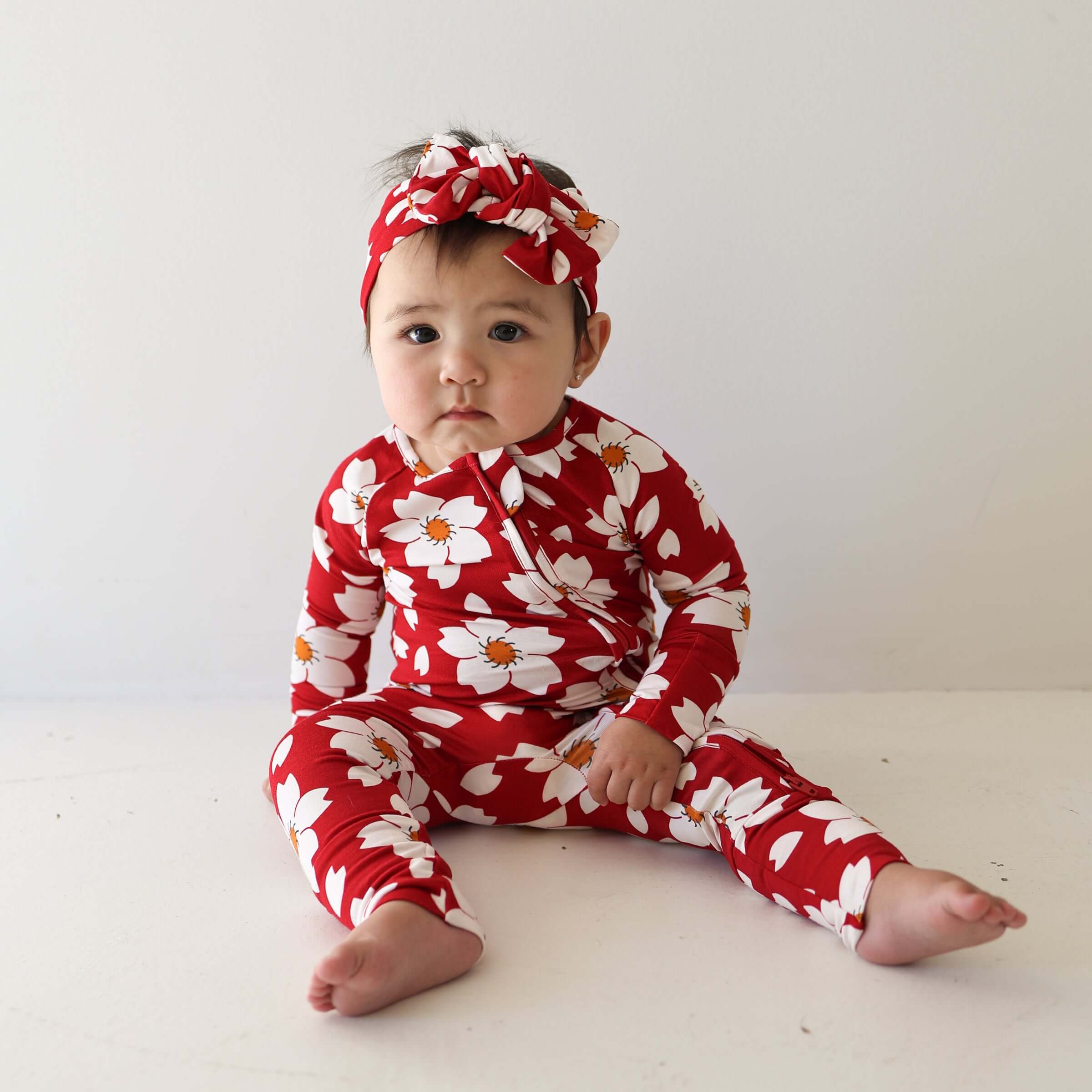 Cherry Blossoms | Bamboo Zip Pajamas | Milk & Baby