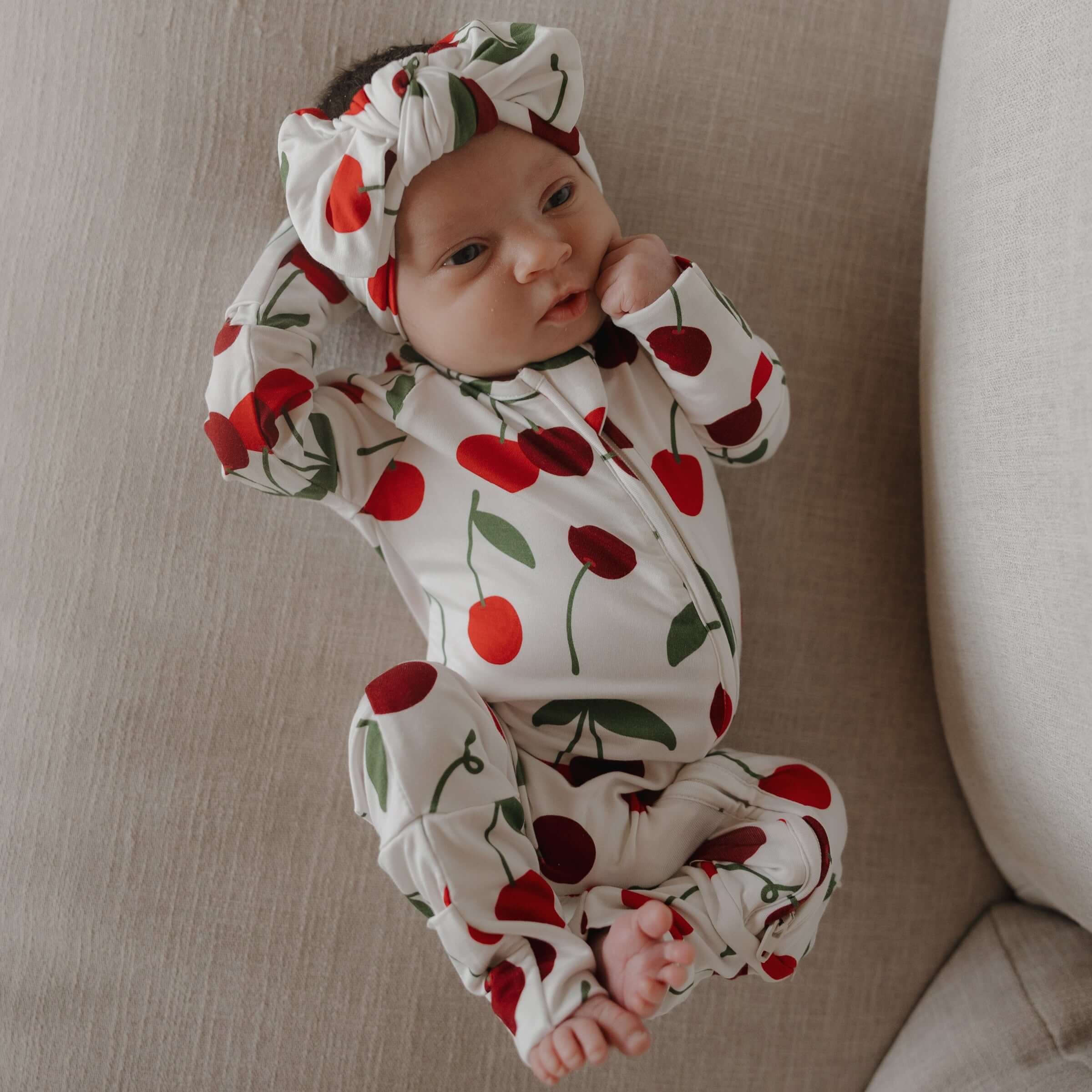 Cherry | Bamboo Zip Pajamas | Milk & Baby