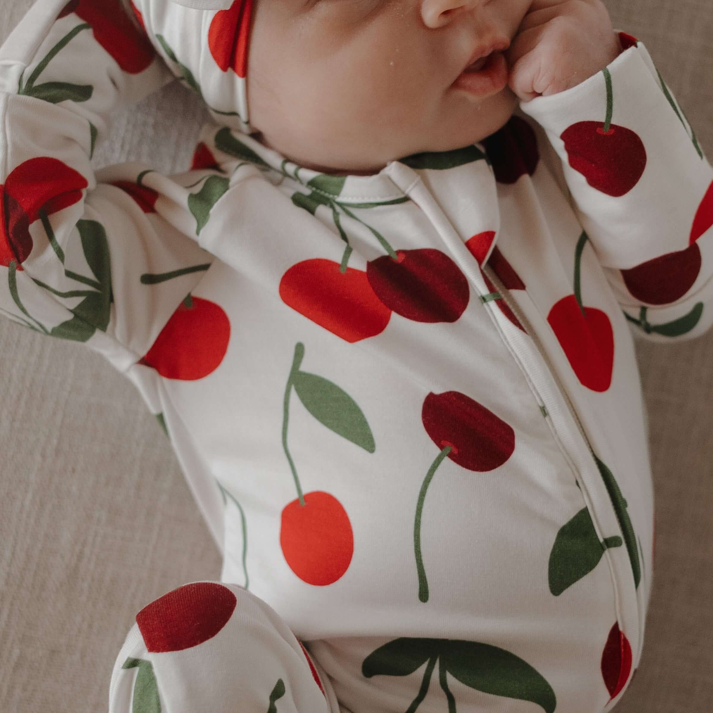 Cherry | Bamboo Zip Pajamas | Milk & Baby