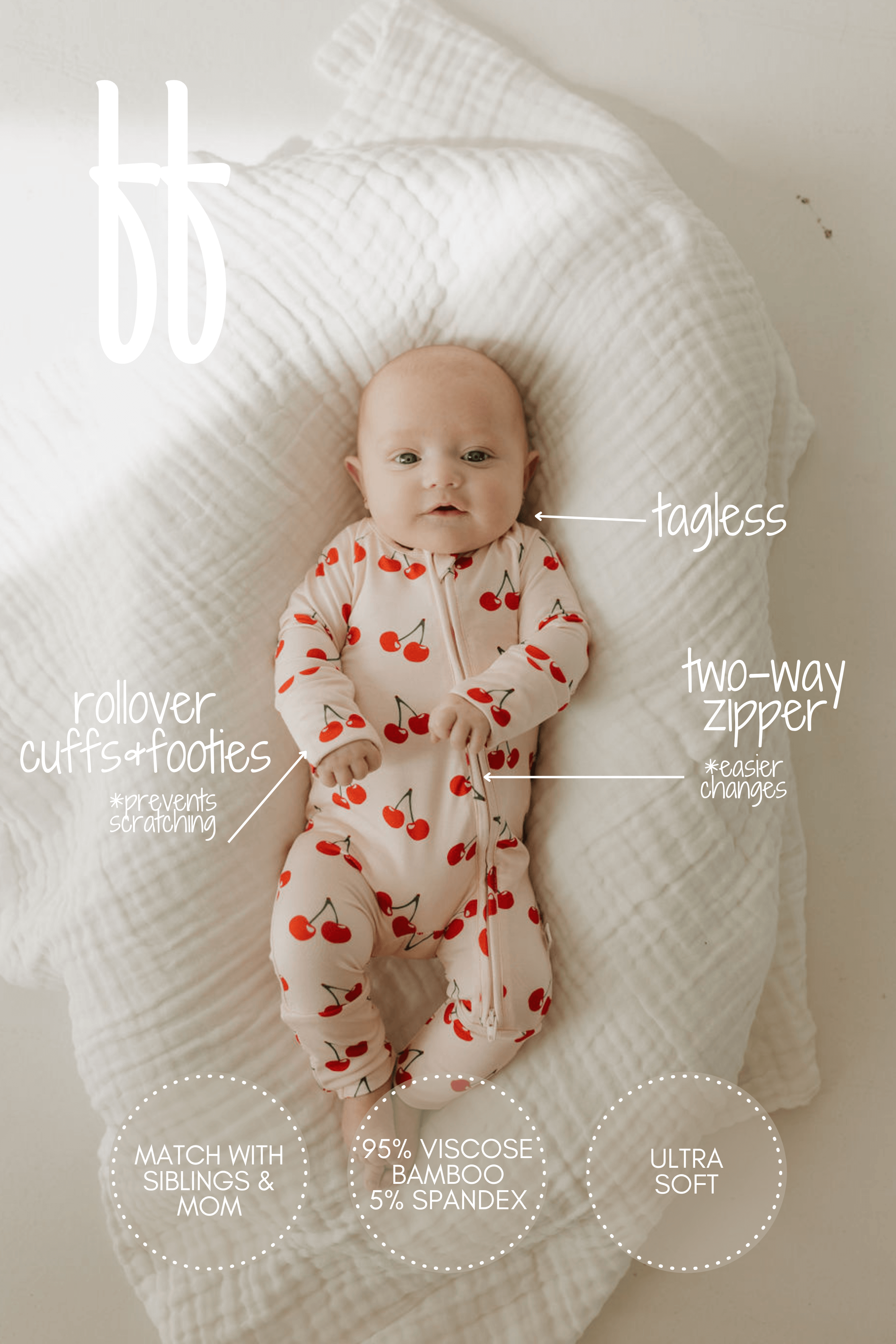 Cherry Orchard | Bamboo Zip Pajamas | Milk & Baby