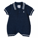 Collared Sailboat Knit Short Romper - Portrait