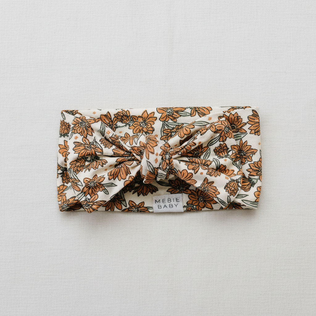 Cream Magnolia Bamboo Head Wrap - Minimal Flat Lay