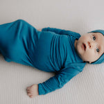 Blue Knotted Newborn Baby Gown | Milk & Baby