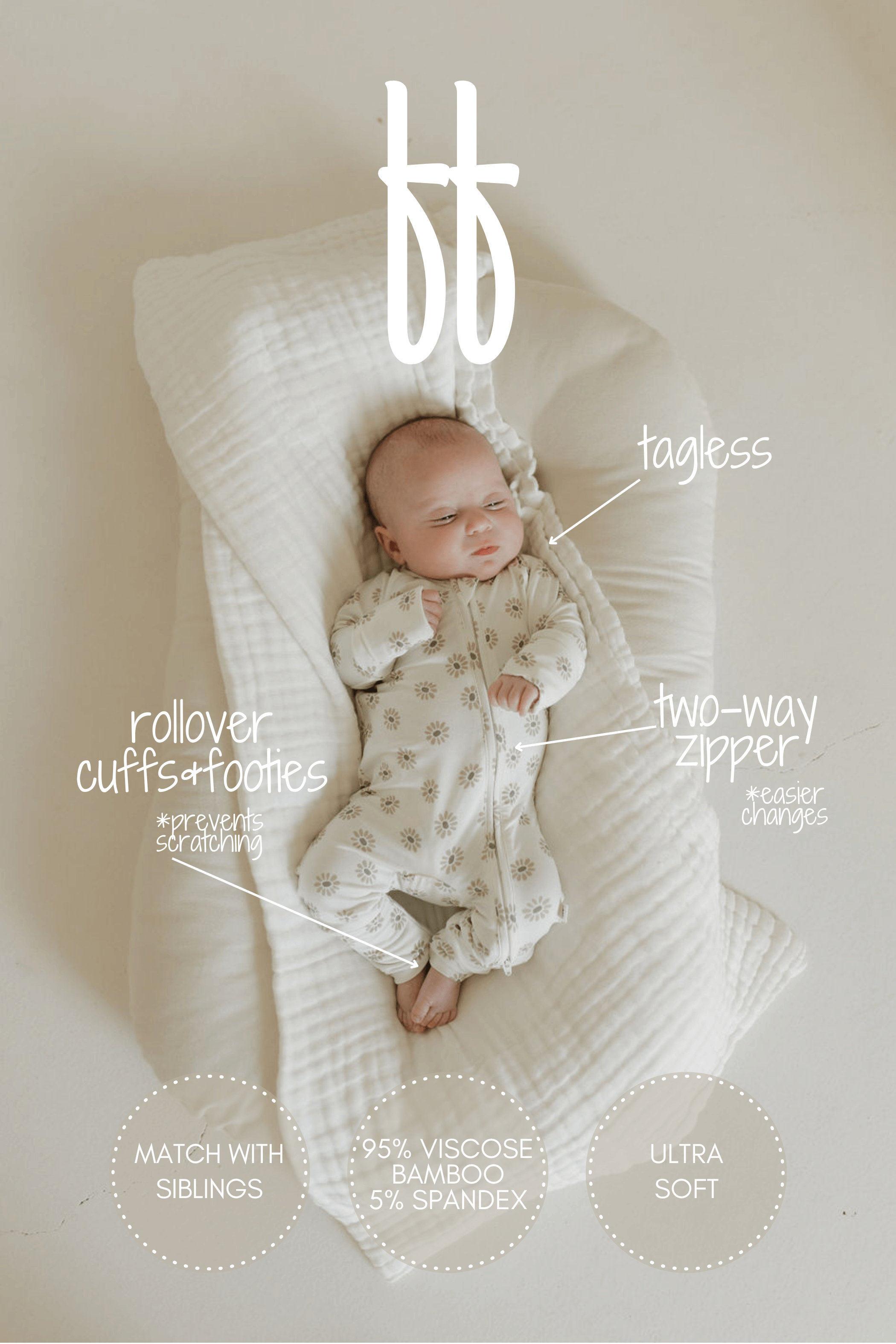 Daisy Fields | Bamboo Zip Pajamas | Milk & Baby